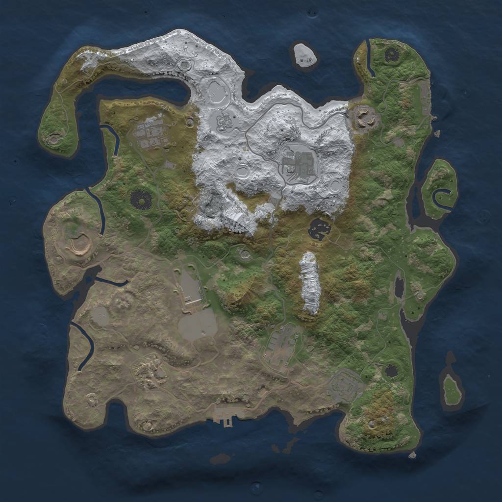 Rust Map: Procedural Map, Size: 3500, Seed: 1025058951, 18 Monuments