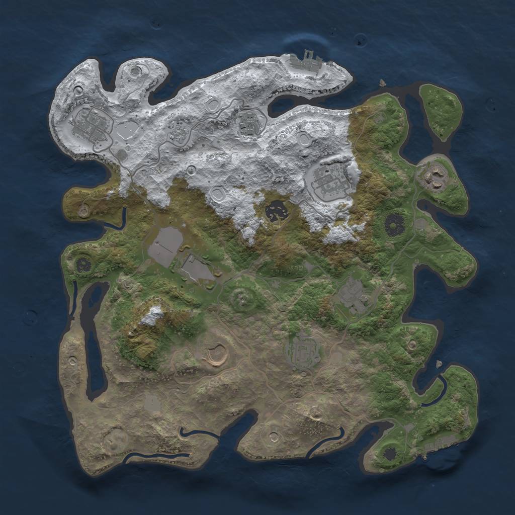 Rust Map: Procedural Map, Size: 3500, Seed: 433441488, 18 Monuments