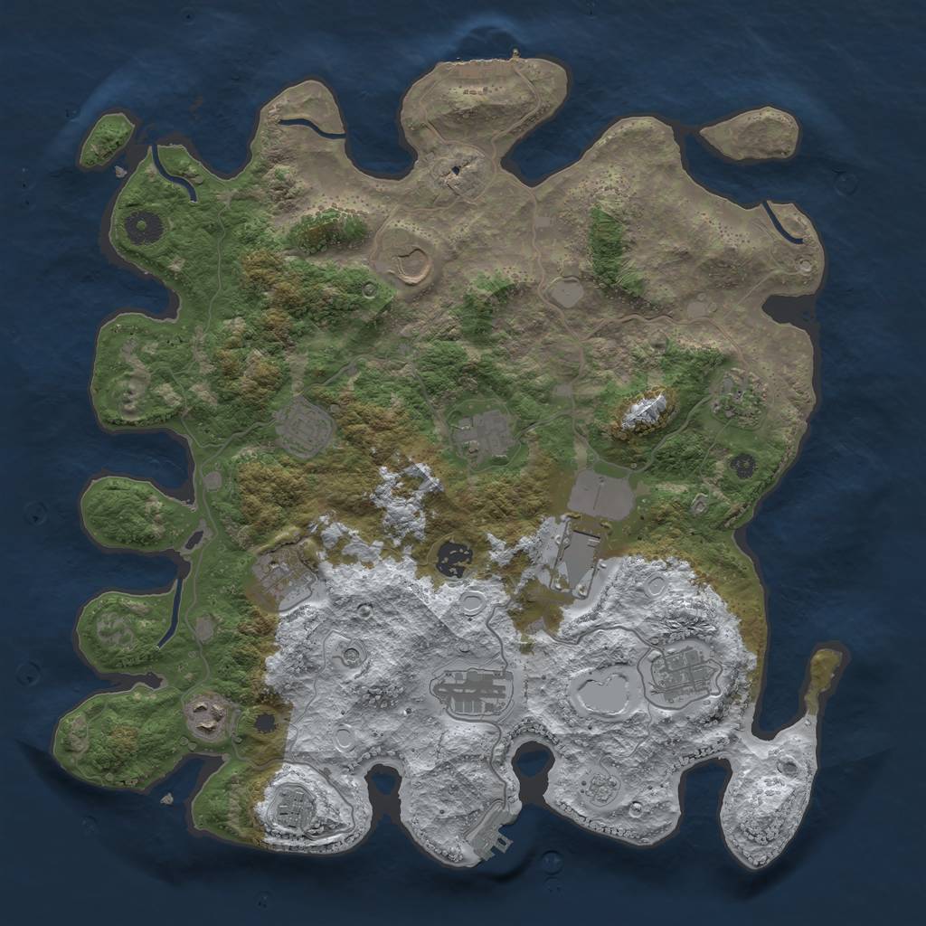 Rust Map: Procedural Map, Size: 3850, Seed: 276601554, 20 Monuments