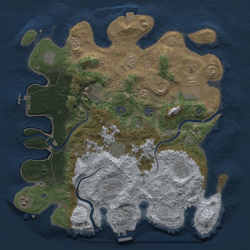 Rust Map: Procedural Map, Size: 3850, Seed: 276601554, 16 Monuments