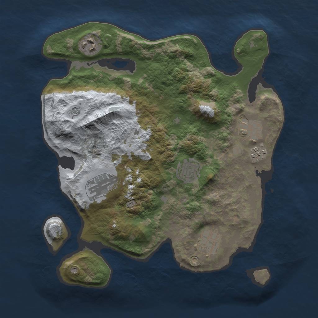 Rust Map: Barren, Size: 3000, Seed: 451770820, 9 Monuments