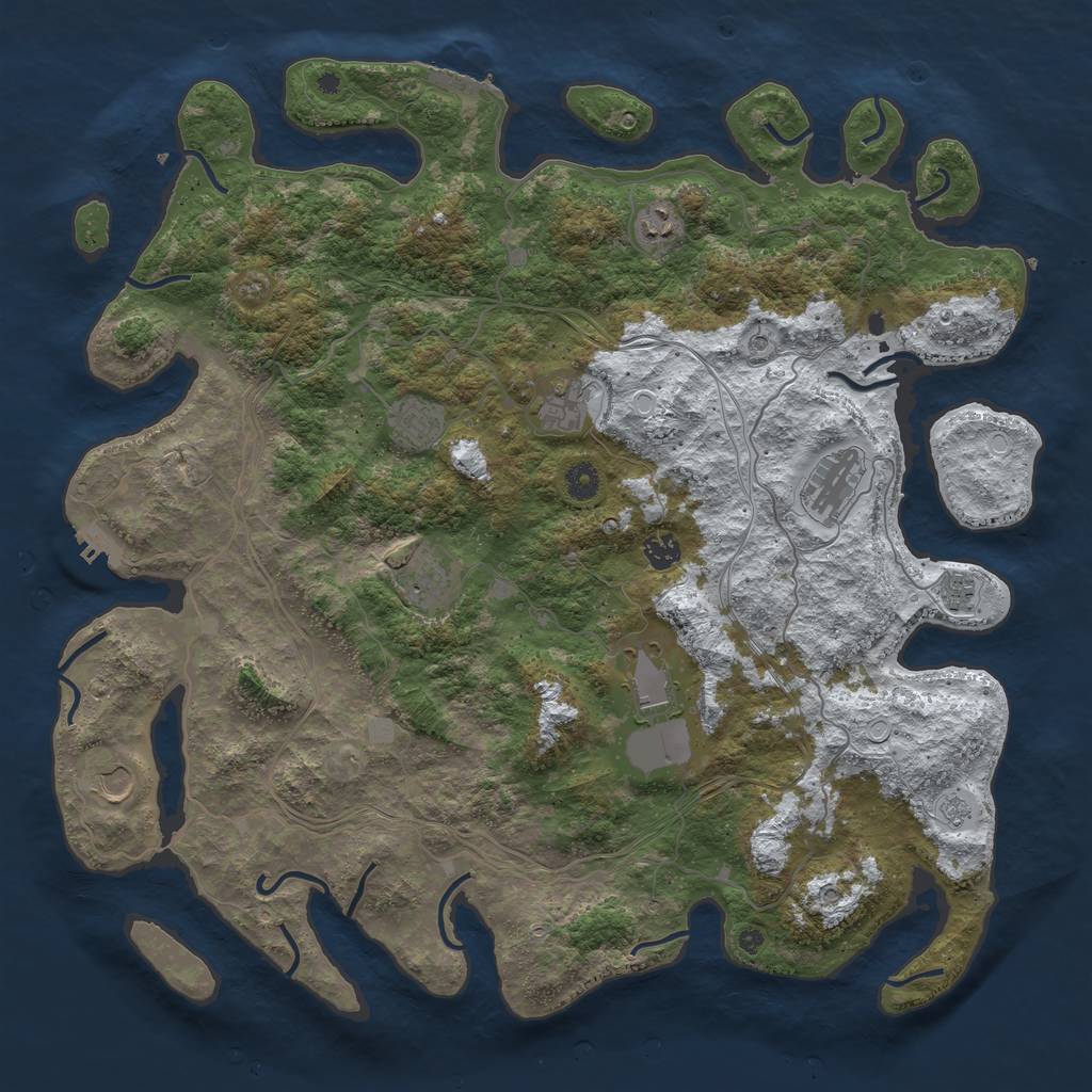 Rust Map: Procedural Map, Size: 4500, Seed: 421170, 18 Monuments