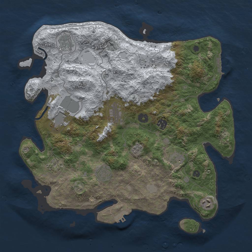 Rust Map: Procedural Map, Size: 3700, Seed: 1596947136, 18 Monuments