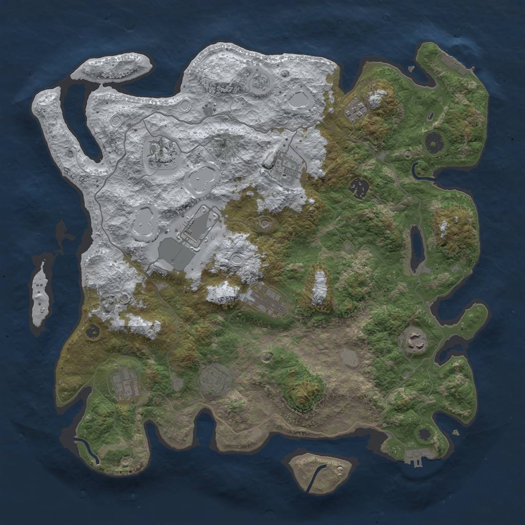 Rust Map: Procedural Map, Size: 4000, Seed: 4268954, 18 Monuments