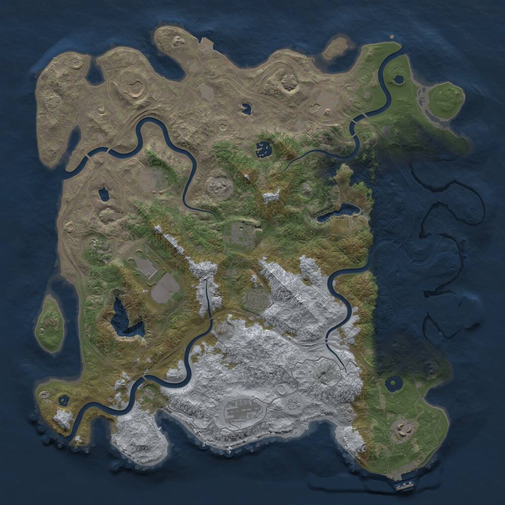Rust Map: Procedural Map, Size: 4500, Seed: 478663543, 17 Monuments