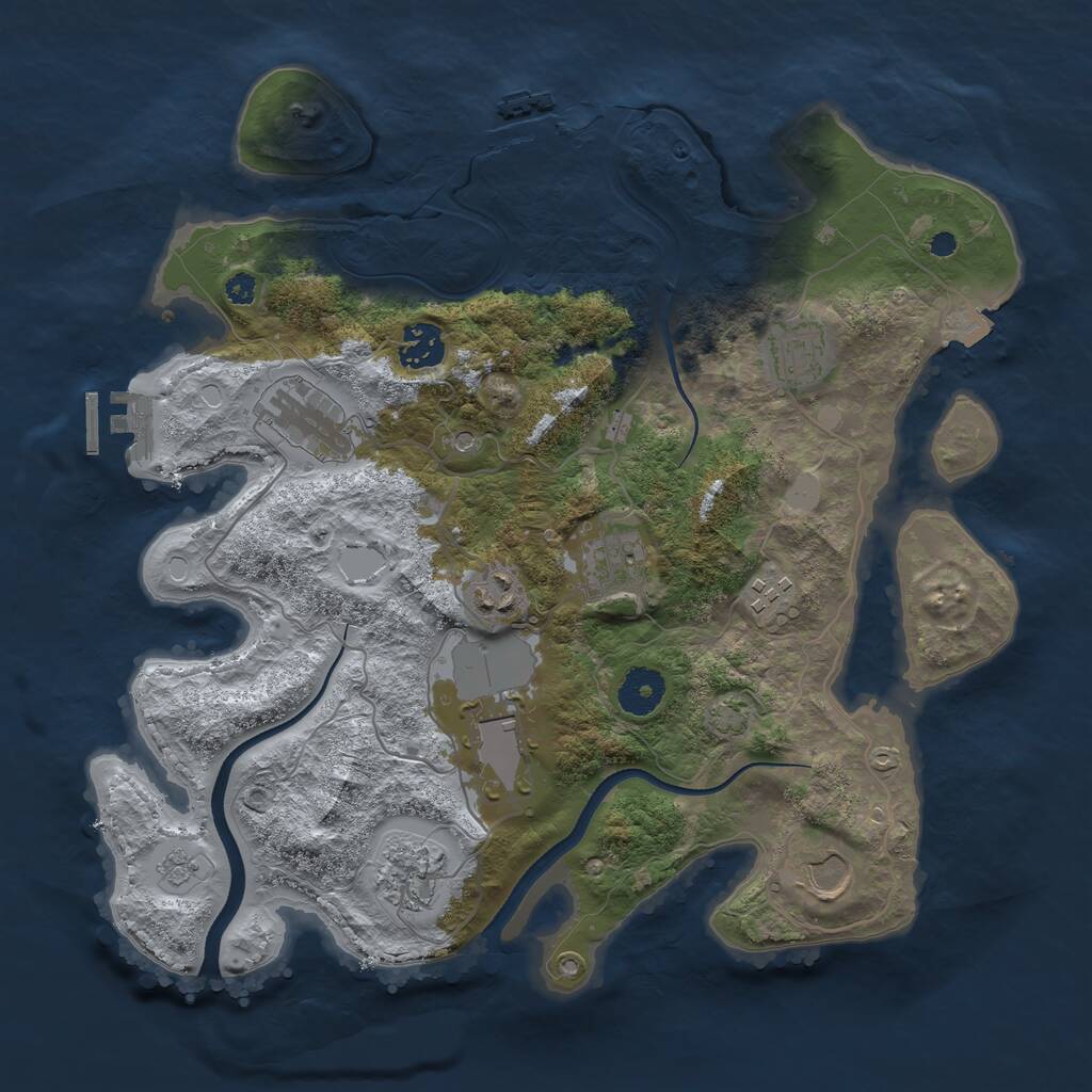 Rust Map: Procedural Map, Size: 3500, Seed: 34535343, 15 Monuments