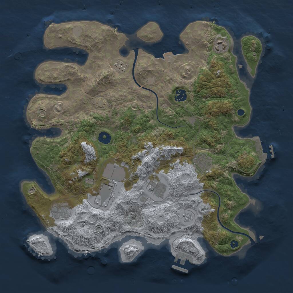 Rust Map: Procedural Map, Size: 3550, Seed: 959867, 12 Monuments