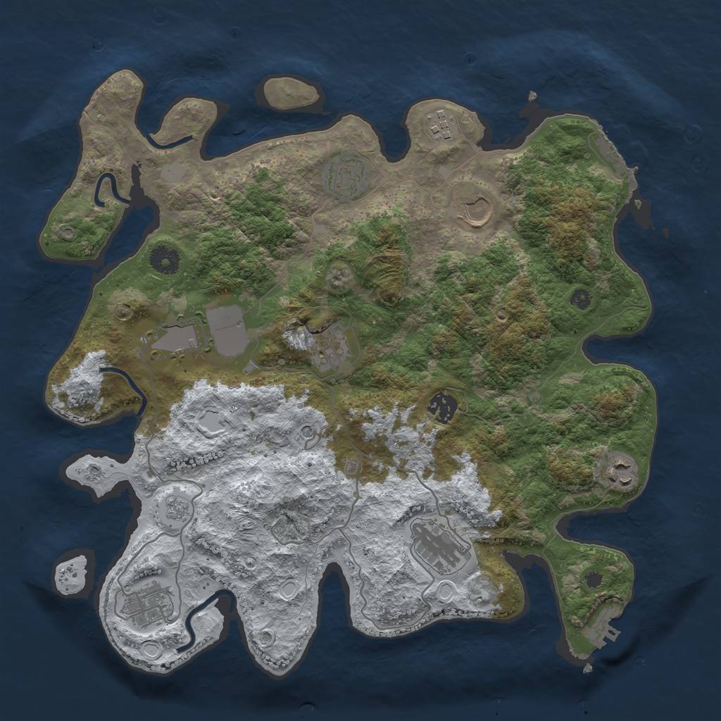 Rust Map: Procedural Map, Size: 3700, Seed: 16431549, 18 Monuments