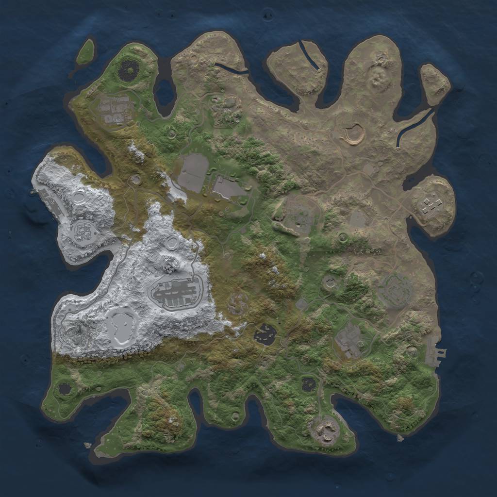Rust Map: Procedural Map, Size: 3500, Seed: 2034958774, 20 Monuments