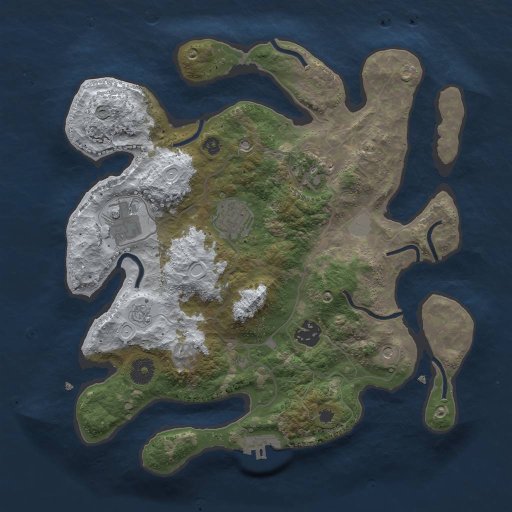 Rust Map: Procedural Map, Size: 3000, Seed: 84402183, 12 Monuments