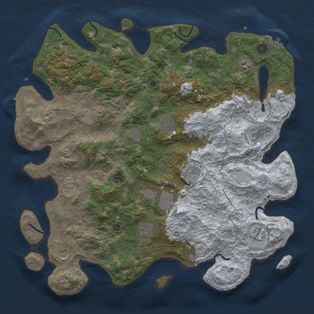 Rust Map: Procedural Map, Size: 4500, Seed: 987, 20 Monuments