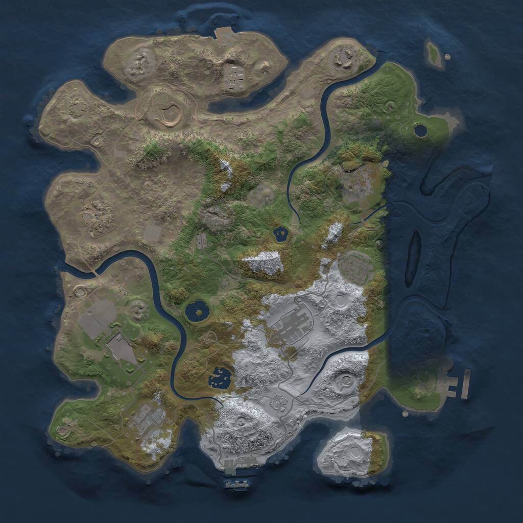 Rust Map: Procedural Map, Size: 3500, Seed: 109452714, 16 Monuments