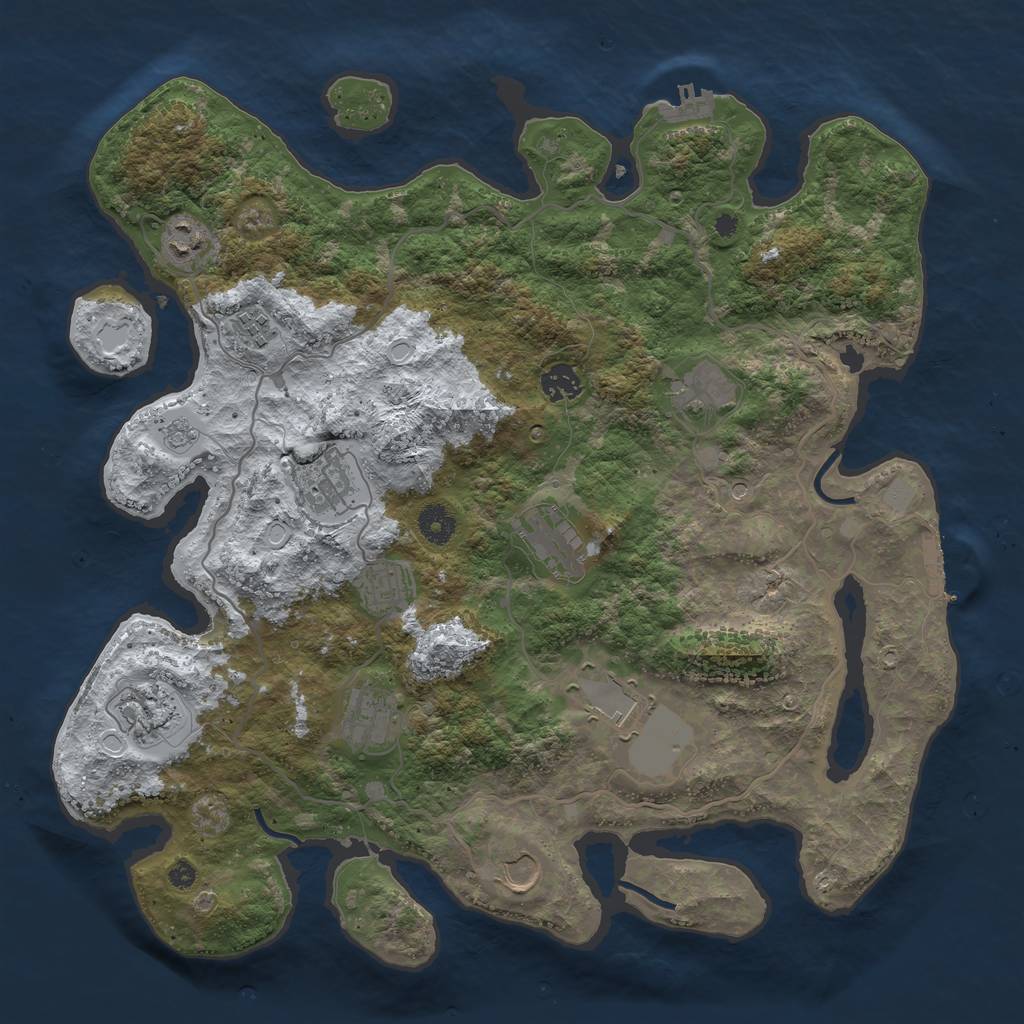 Rust Map: Procedural Map, Size: 4000, Seed: 1037617892, 20 Monuments