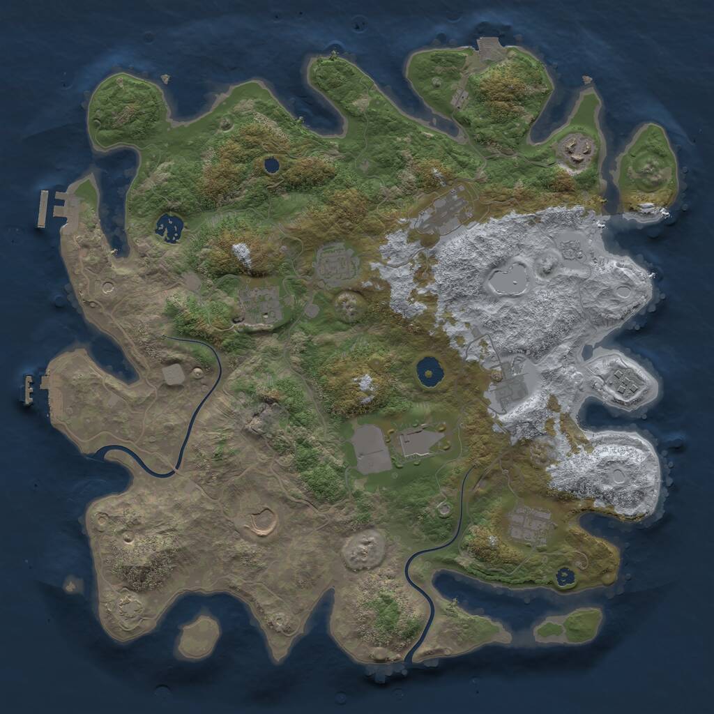 Rust Map: Procedural Map, Size: 3850, Seed: 585357040, 16 Monuments