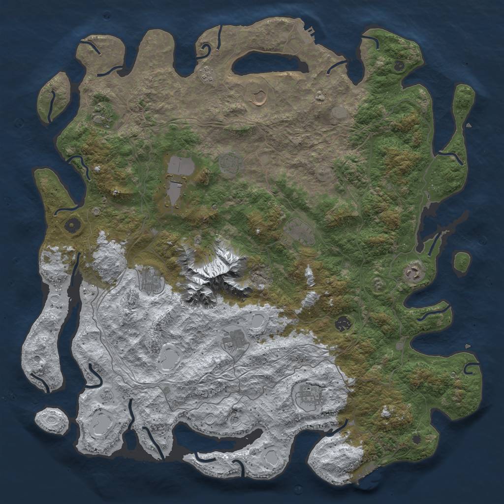 Rust Map: Procedural Map, Size: 5000, Seed: 34876, 20 Monuments