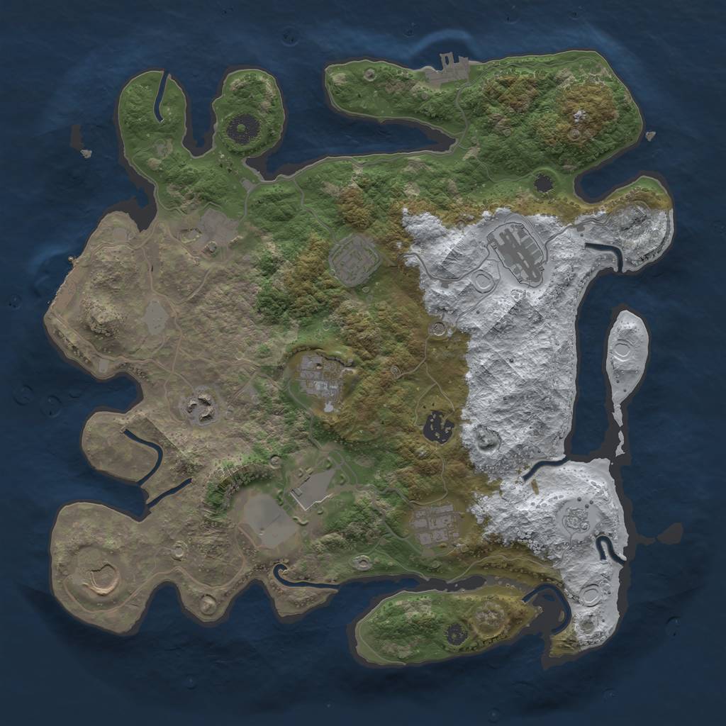 Rust Map: Procedural Map, Size: 3550, Seed: 370474, 18 Monuments