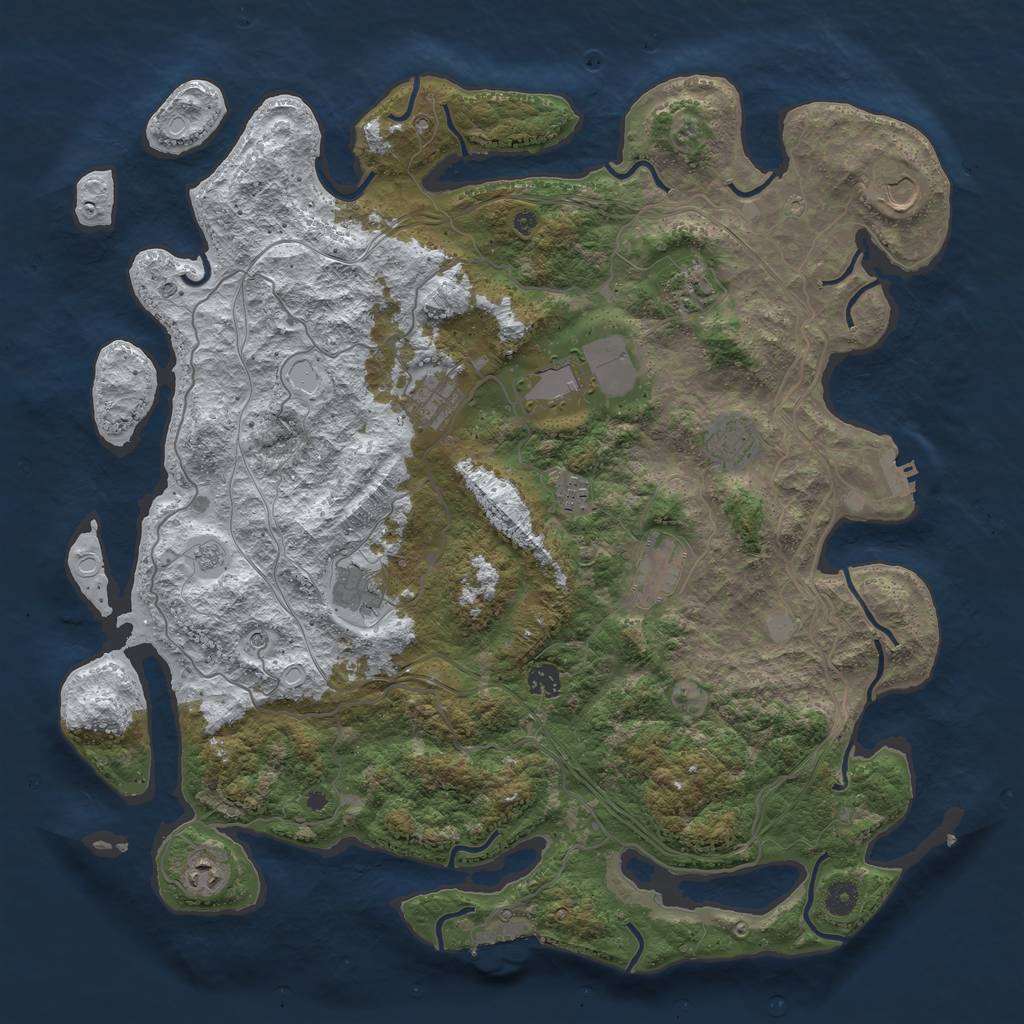 Rust Map: Procedural Map, Size: 4500, Seed: 2144510951, 19 Monuments