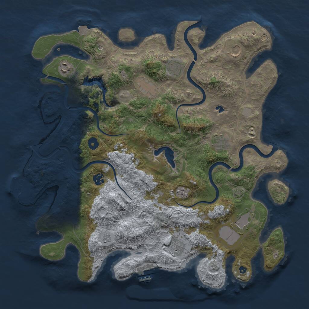 Rust Map: Procedural Map, Size: 4050, Seed: 1973029845, 15 Monuments