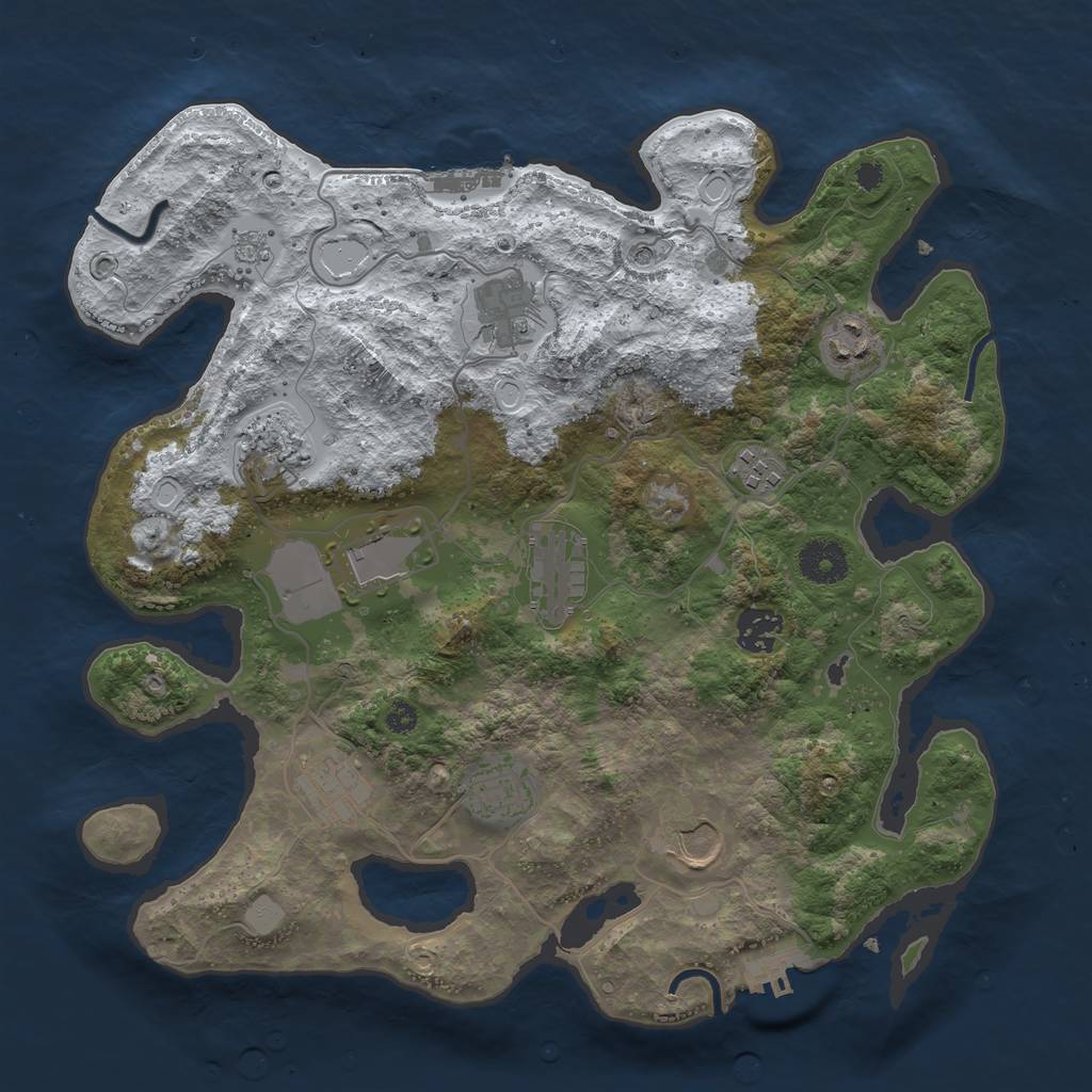 Rust Map: Procedural Map, Size: 3500, Seed: 33093413, 19 Monuments