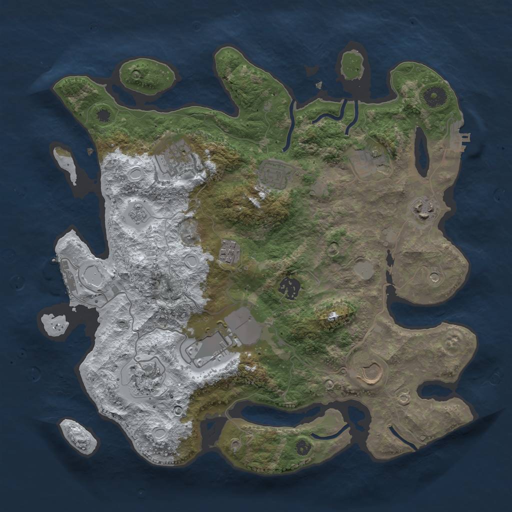 Rust Map: Procedural Map, Size: 3550, Seed: 835502, 18 Monuments