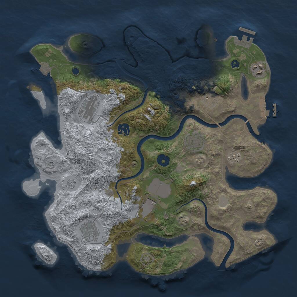 Rust Map: Procedural Map, Size: 3550, Seed: 835502, 14 Monuments