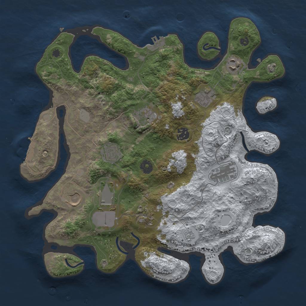 Rust Map: Procedural Map, Size: 3500, Seed: 1859470118, 18 Monuments