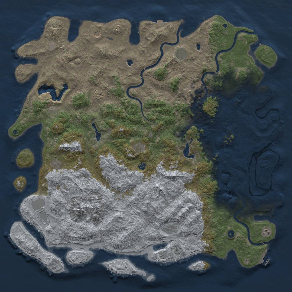Rust Map: Procedural Map, Size: 6000, Seed: 69080422, 17 Monuments