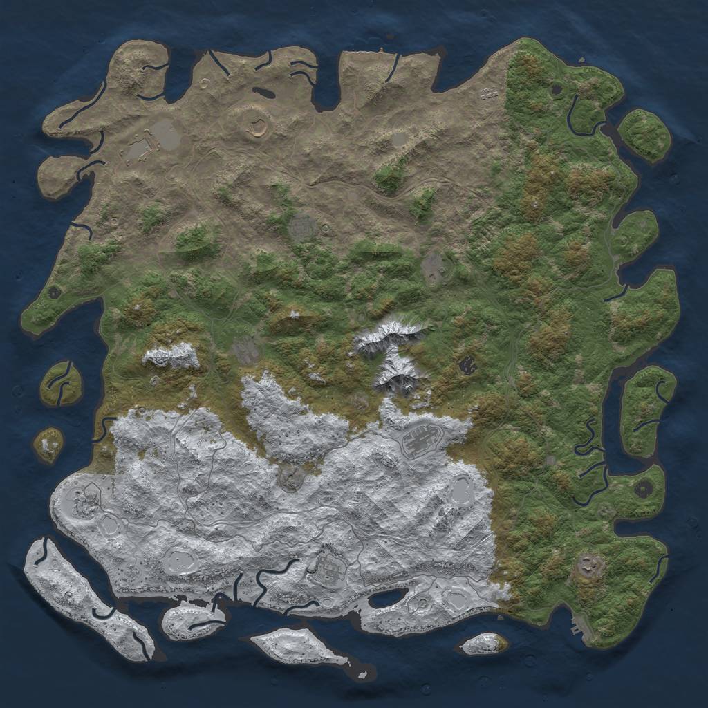 Rust Map: Procedural Map, Size: 6000, Seed: 69080422, 20 Monuments