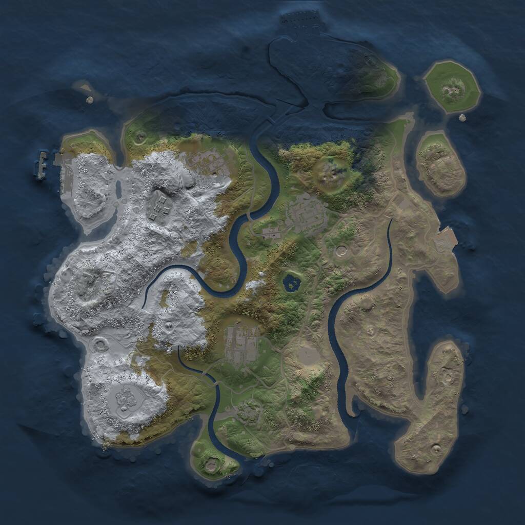 Rust Map: Procedural Map, Size: 3000, Seed: 287048, 10 Monuments