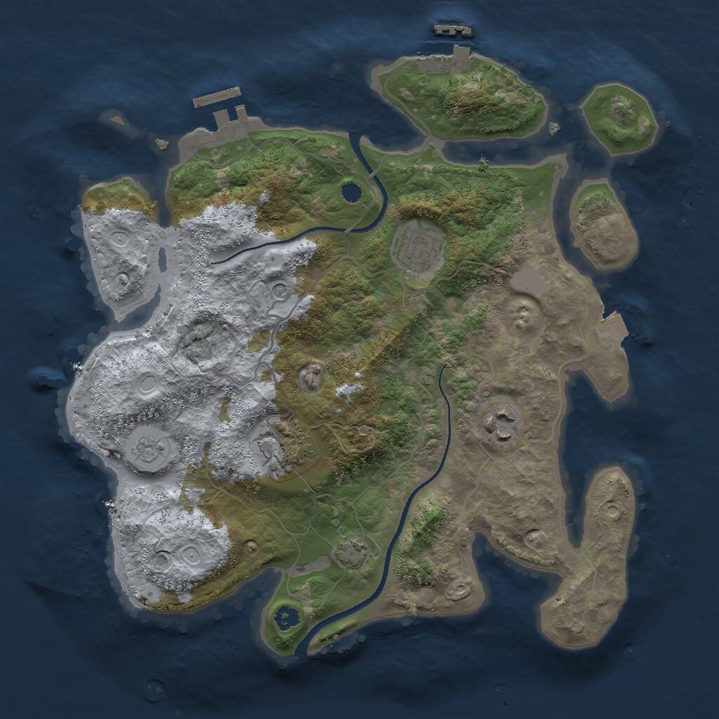 Rust Map: Procedural Map, Size: 3000, Seed: 287048, 9 Monuments