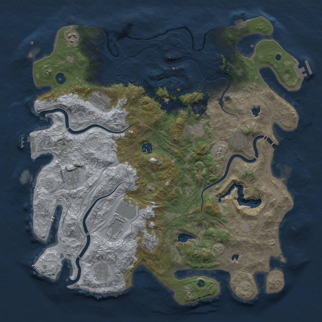 Rust Map: Procedural Map, Size: 4500, Seed: 140177769, 16 Monuments