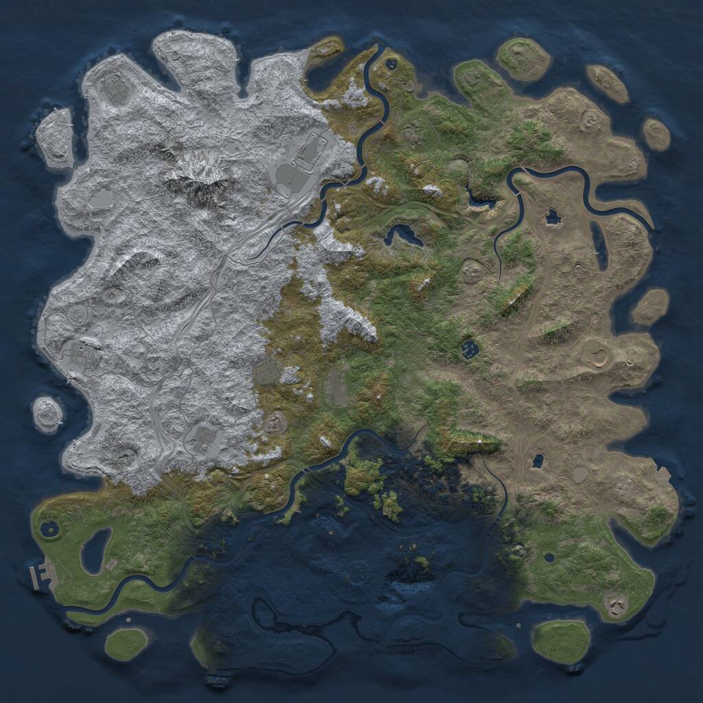 Rust Map: Procedural Map, Size: 6000, Seed: 962123, 17 Monuments
