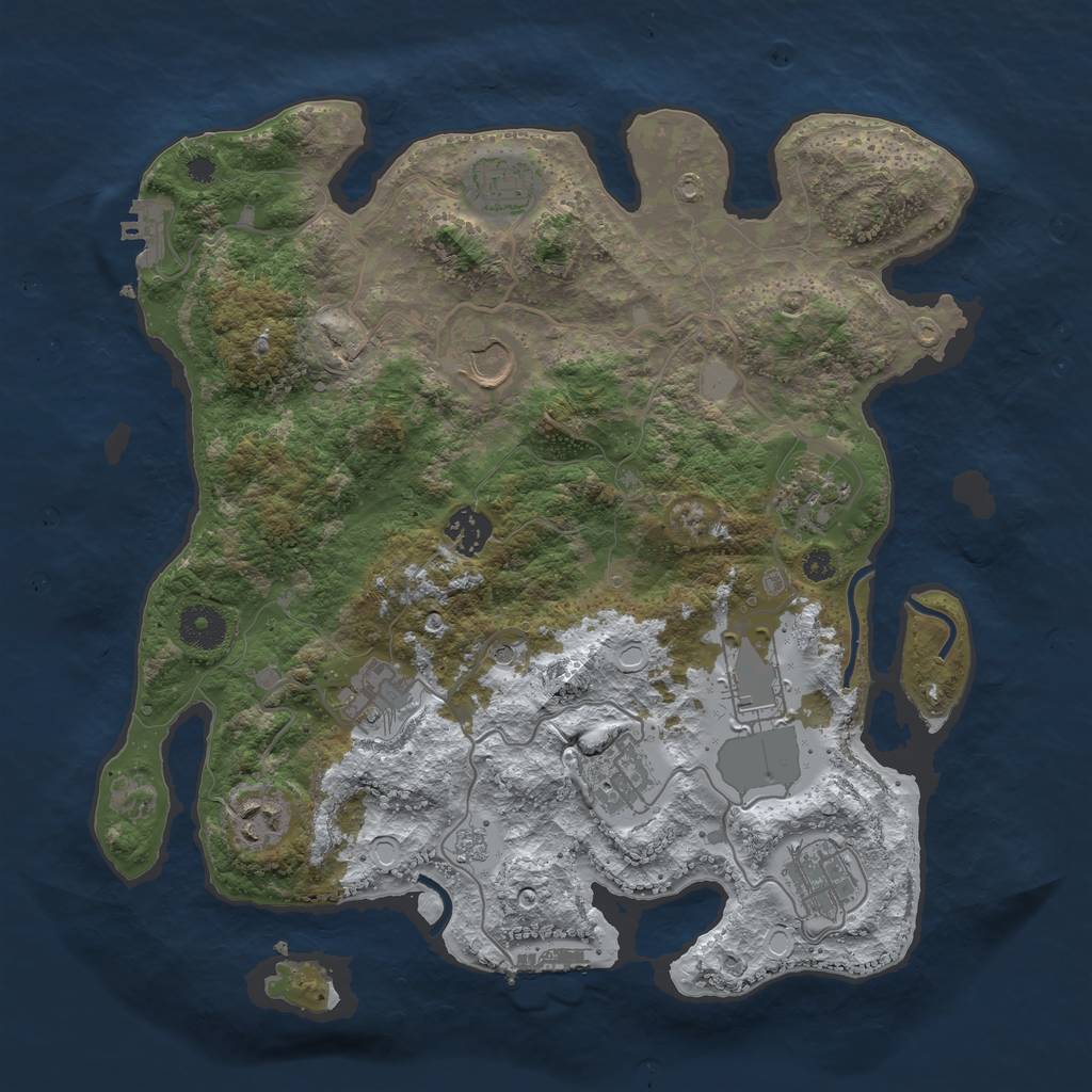 Rust Map: Procedural Map, Size: 3550, Seed: 76801, 18 Monuments