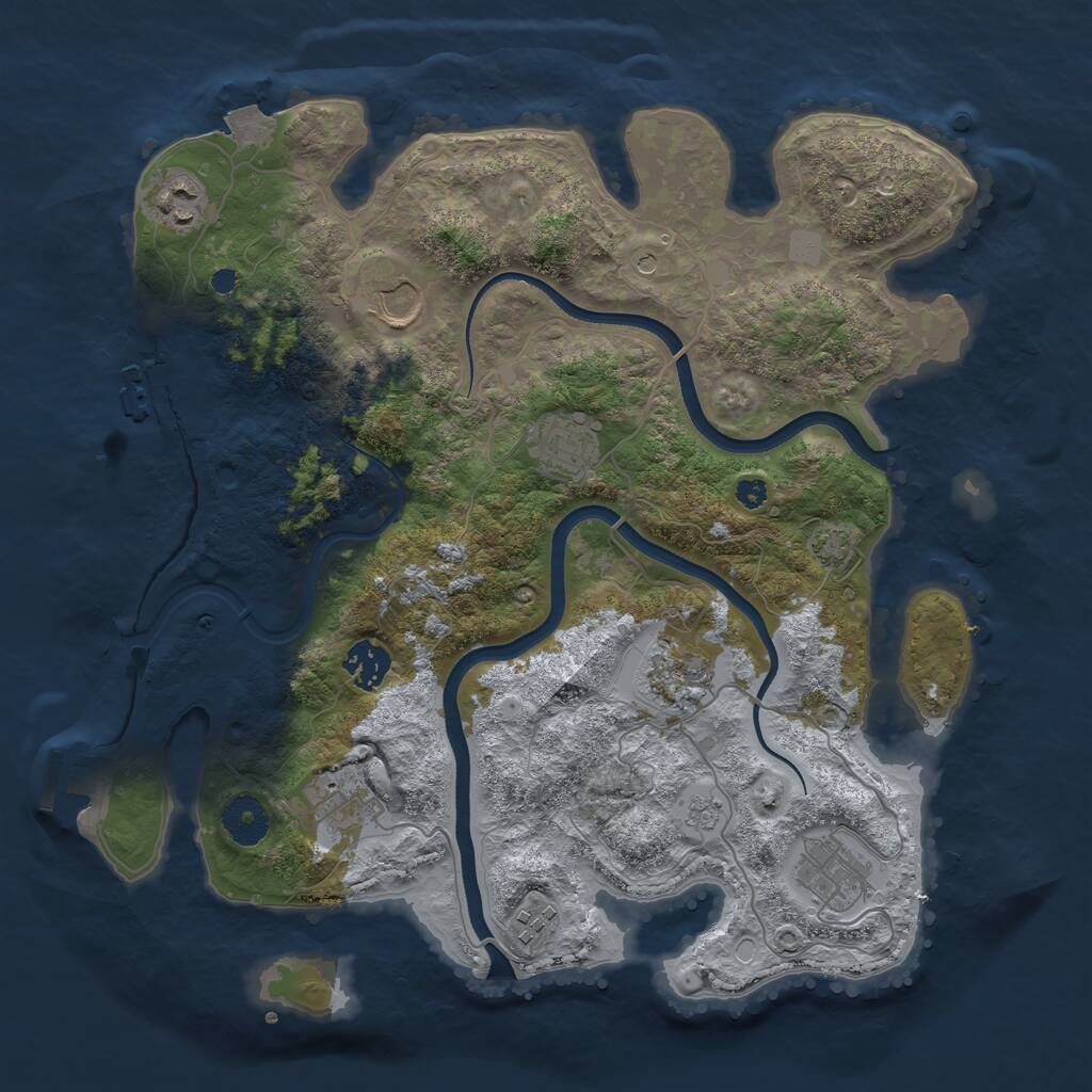 Rust Map: Procedural Map, Size: 3550, Seed: 76801, 14 Monuments