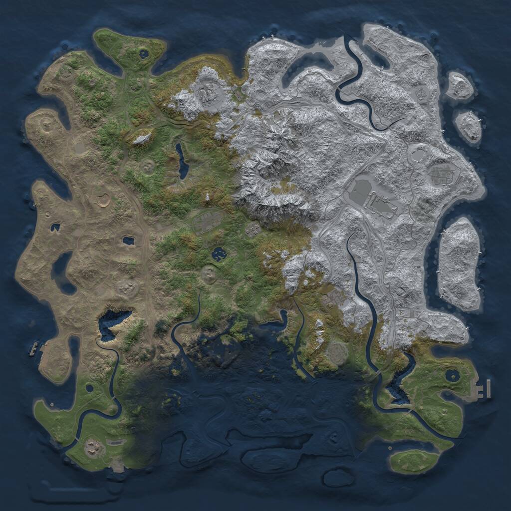 Rust Map: Procedural Map, Size: 5500, Seed: 5463478, 17 Monuments