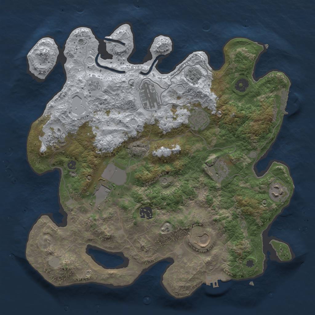 Rust Map: Procedural Map, Size: 3500, Seed: 895851280, 18 Monuments