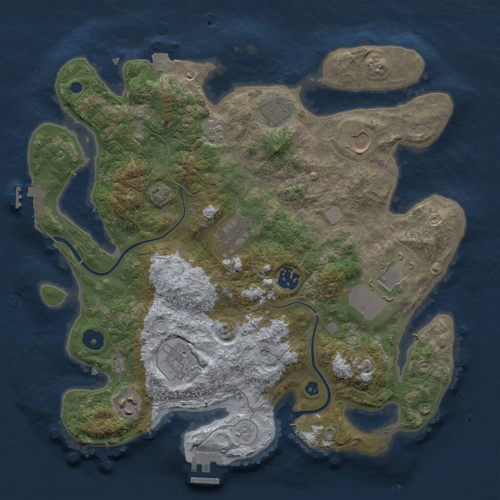 Rust Map: Procedural Map, Size: 3550, Seed: 406154, 14 Monuments