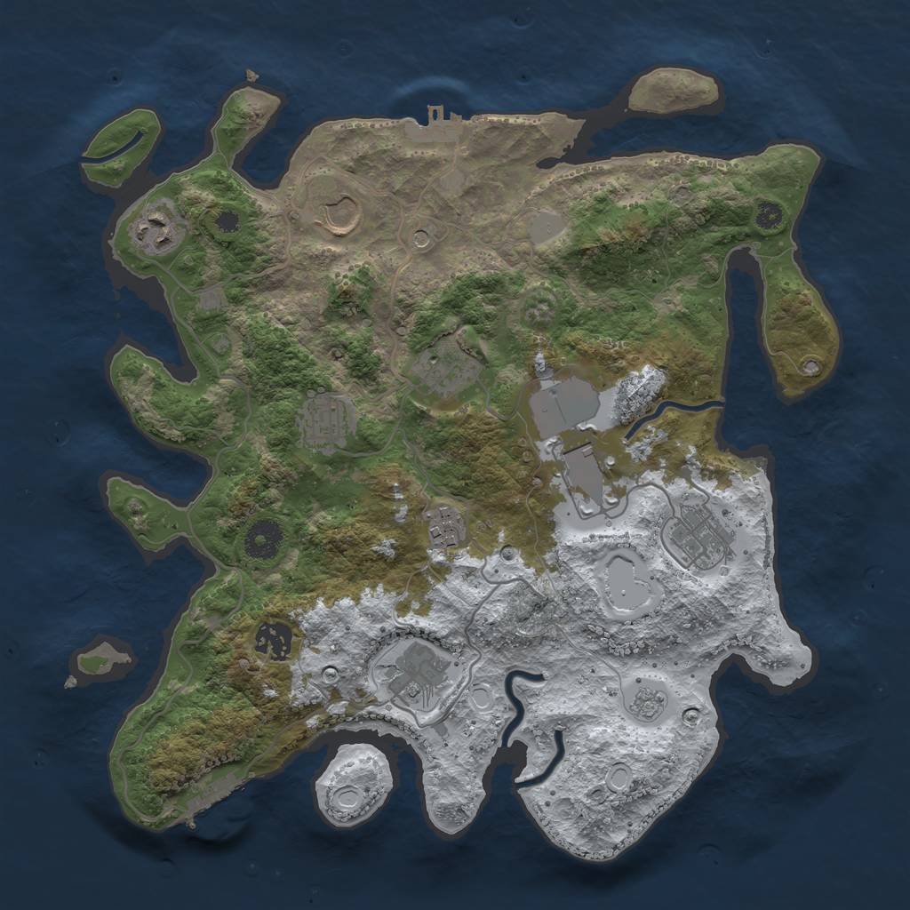 Rust Map: Procedural Map, Size: 3500, Seed: 589671, 18 Monuments