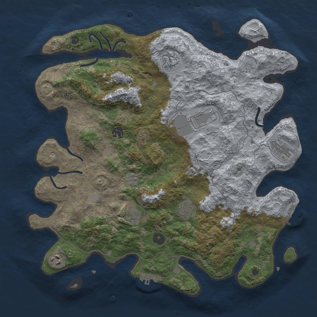 Rust Map: Procedural Map, Size: 4000, Seed: 2434118, 16 Monuments