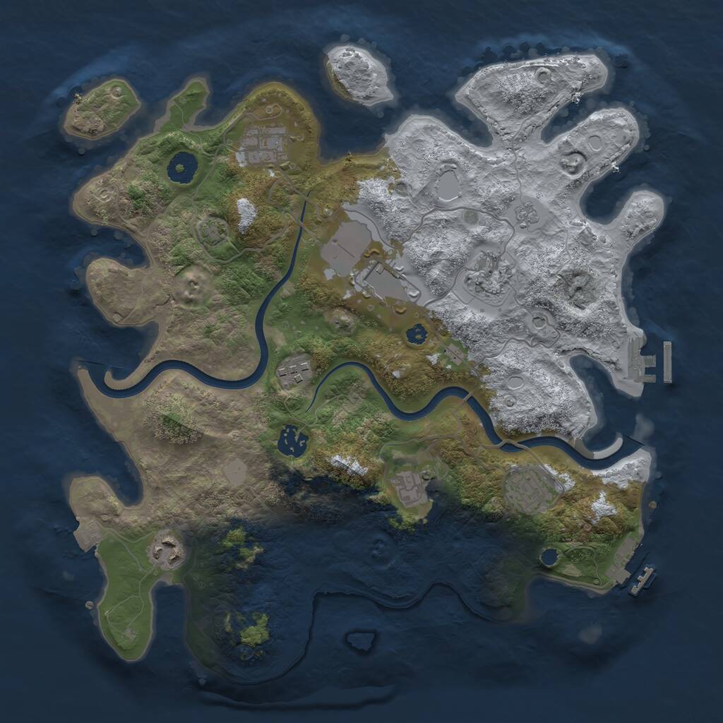 Rust Map: Procedural Map, Size: 3550, Seed: 164677, 14 Monuments