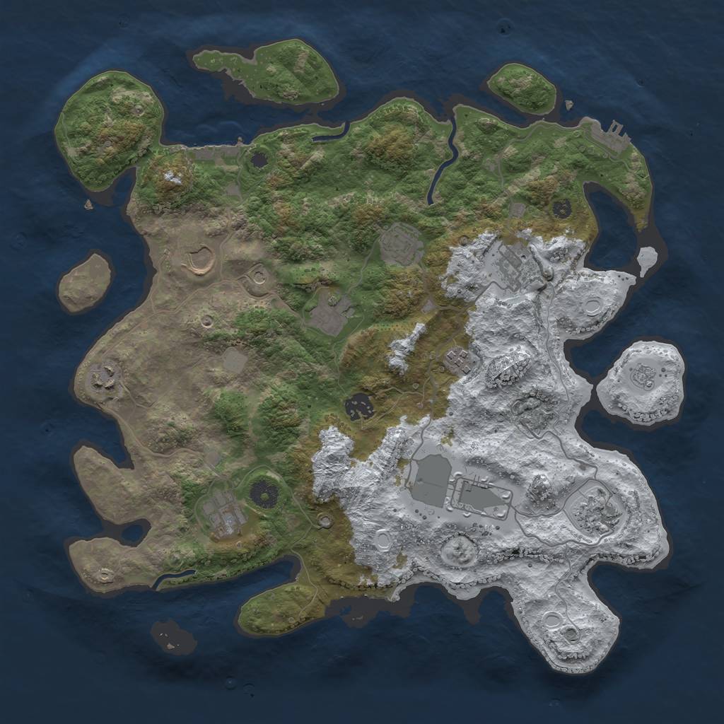 Rust Map: Procedural Map, Size: 3850, Seed: 514873393, 19 Monuments