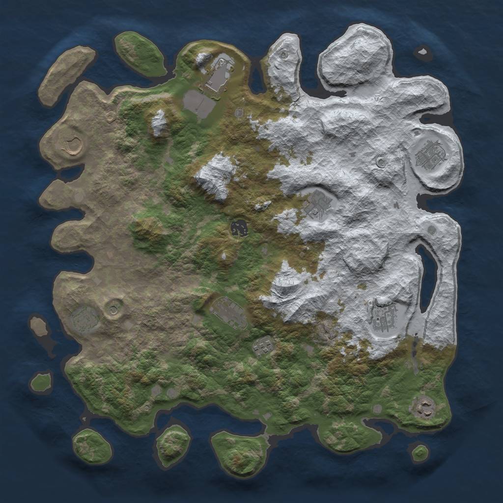 Rust Map: Barren, Size: 4250, Seed: 2103650, 13 Monuments