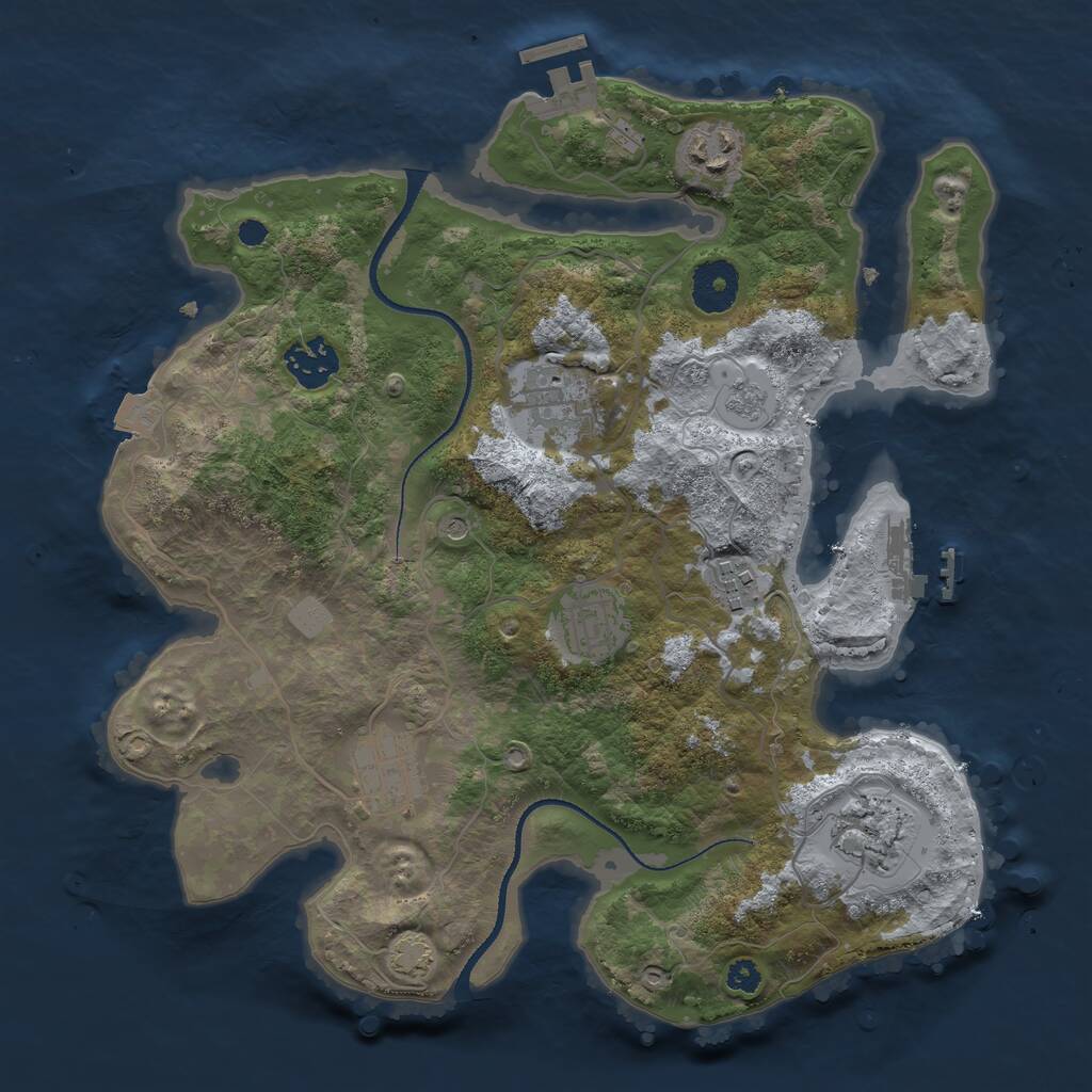 Rust Map: Procedural Map, Size: 3250, Seed: 743158366, 13 Monuments