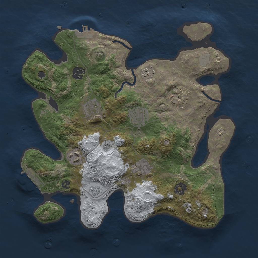 Rust Map: Procedural Map, Size: 3000, Seed: 997915, 16 Monuments