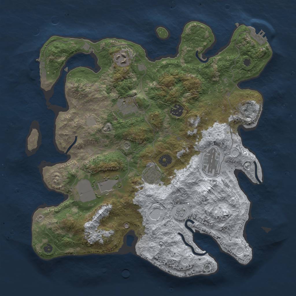 Rust Map: Procedural Map, Size: 3500, Seed: 735673623, 15 Monuments