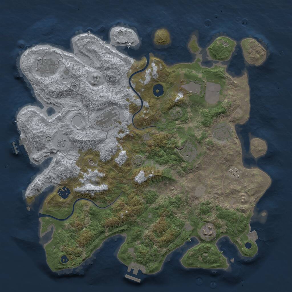 Rust Map: Procedural Map, Size: 3700, Seed: 735137079, 14 Monuments