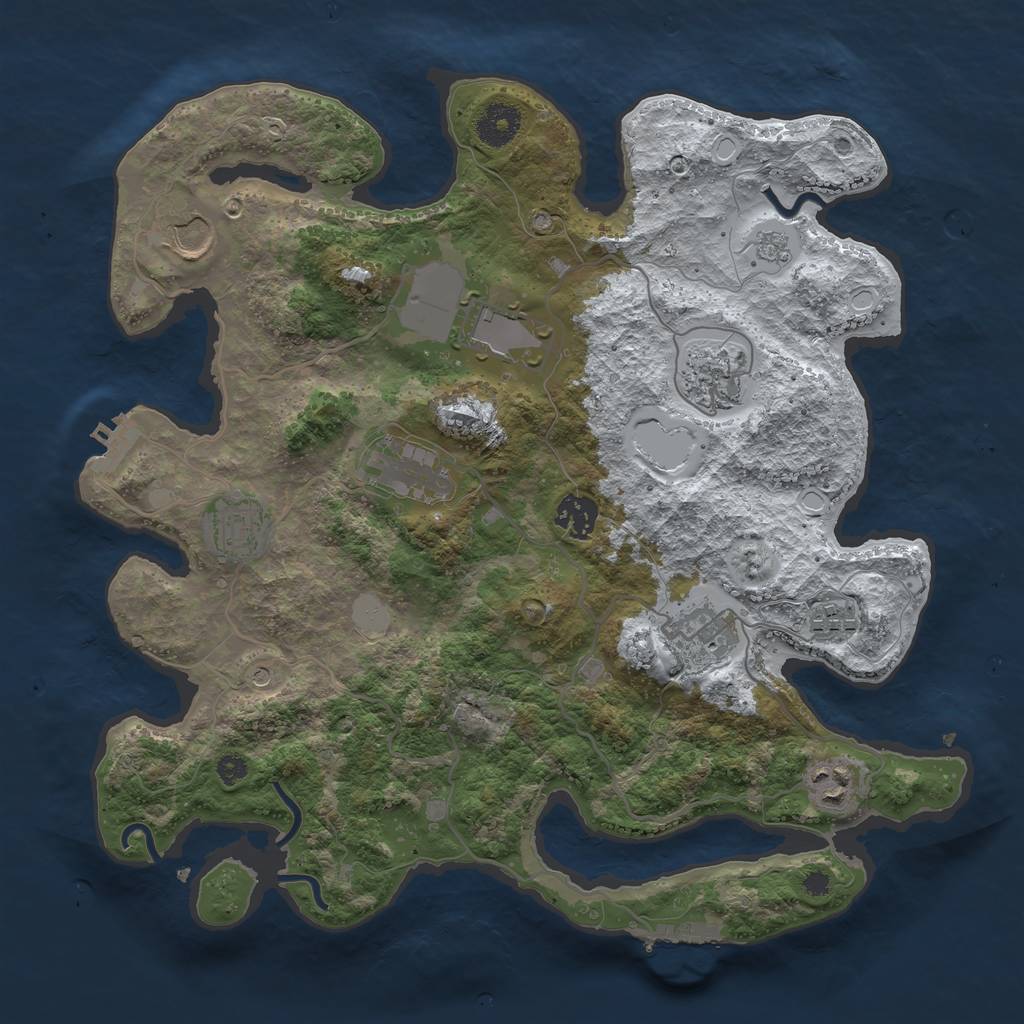 Rust Map: Procedural Map, Size: 3550, Seed: 308904, 18 Monuments