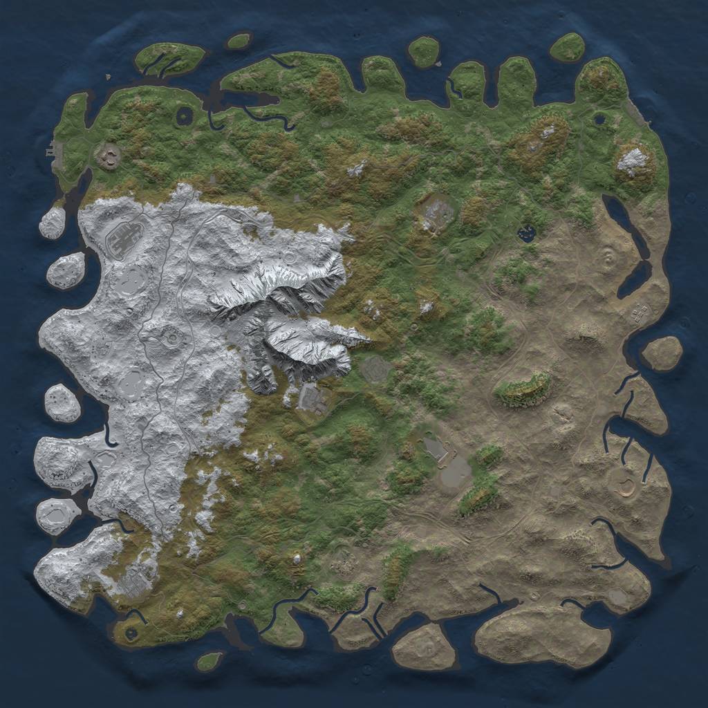 Rust Map: Procedural Map, Size: 6000, Seed: 521229, 20 Monuments