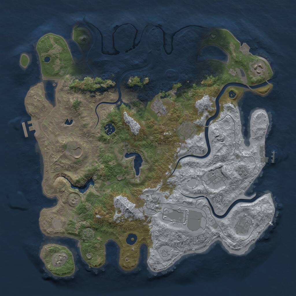 Rust Map: Procedural Map, Size: 4000, Seed: 393062, 16 Monuments