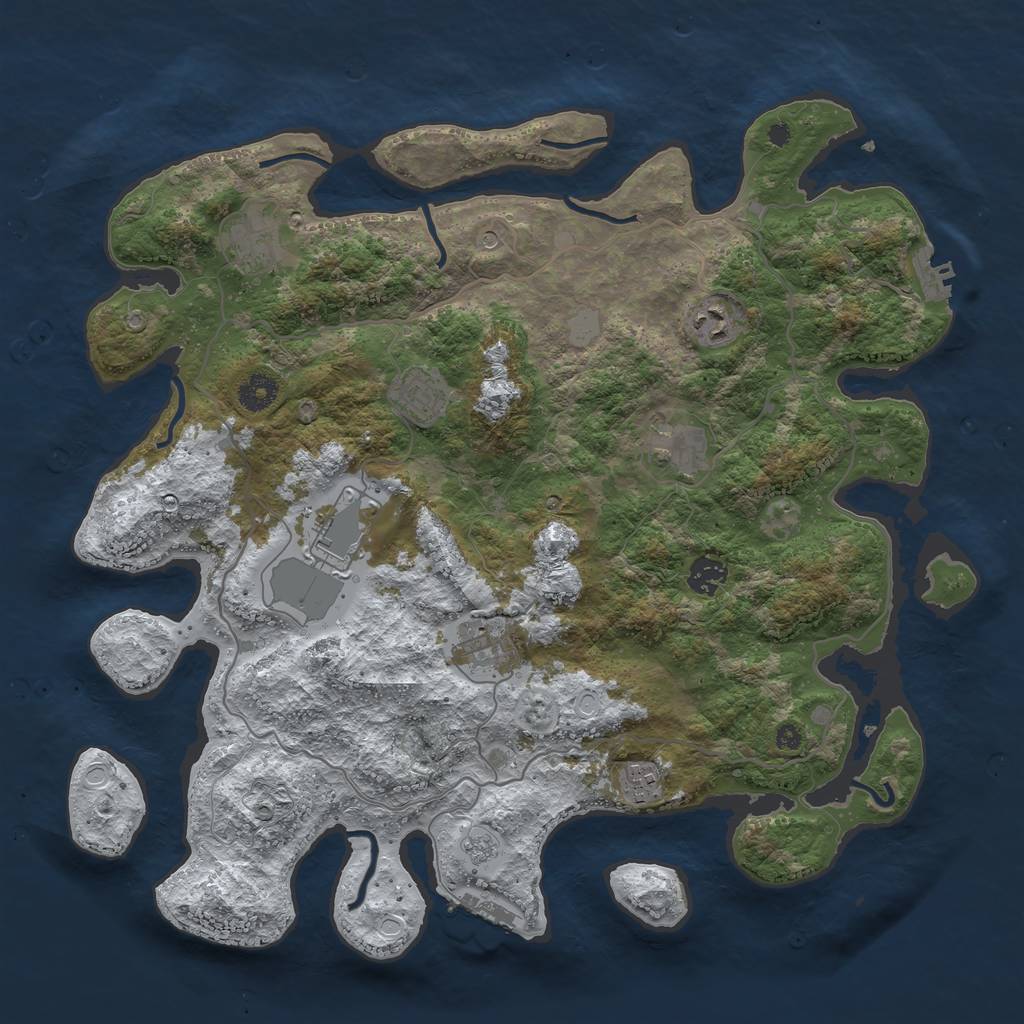 Rust Map: Procedural Map, Size: 4000, Seed: 773882970, 17 Monuments